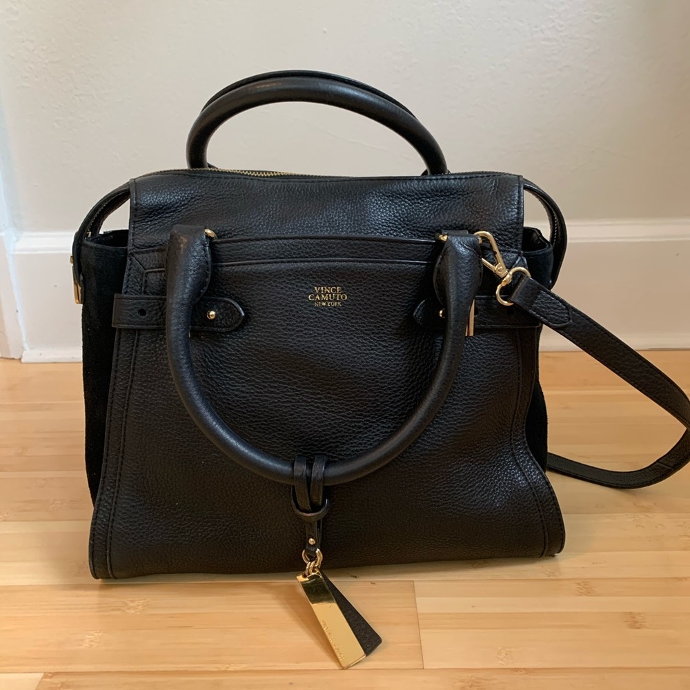 Vince Camuto tote - black suede and leather
